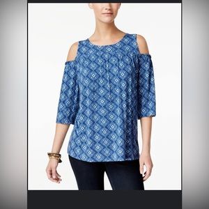 Macy’s Blue Top with shoulder cutouts